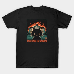 Cat at School on Fire T-Shirt